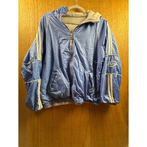 Weather Tamer Other - Unisex Weather Tamer Y2K Jacket Size Small Blue Fair Striped Hooded Jersey